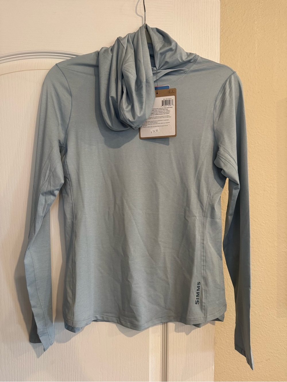 Simms Pale Blue Long-Sleeve Hooded Performance Top